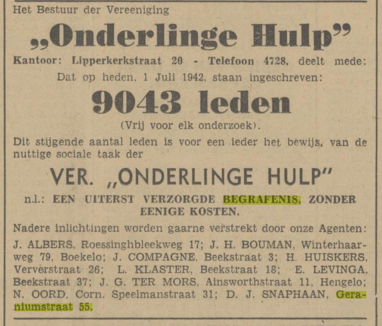 Geraniumstraat 55 Begrafenisondern. Onderlinge Hulp advertentie Tubantia 1-7-1942.jpg
