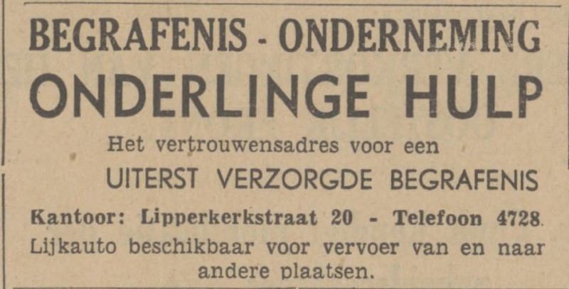 Lipperkerkstraat 20 Begrafenisondern. Onderline Hulp advertentie Twentsch nieuwsblad 26-1-1943.jpg
