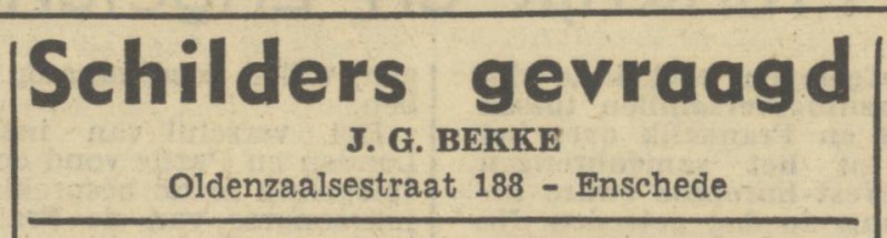 Oldenzaalsestraat 188 J.G. Bekke advertentie Tubantia 30-5-1950.jpg