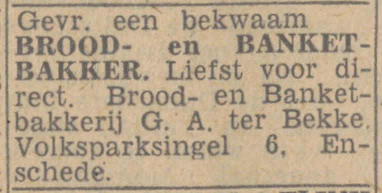 Volksparksingel 6 G.A. ter Bekke Banketbakker advertentie wentsch nieuwsblad 12-7-1944.jpg