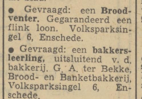 Volksparksingel 6 G.A. ter Bekke Banketbakker advertentie Tubantia 19-1-1951.jpg