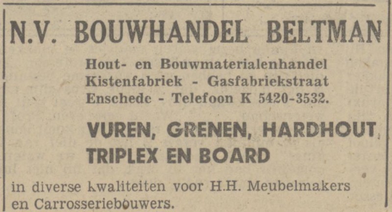 Gasfabriekstraat 39 Bouwhandel Beltman advertentie Tubantia 13-3-1948.jpg