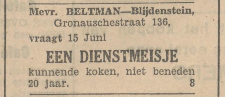 Gronausestraat 136 Mevr. Beltman-Blijdenstein advertentie Tubantia 15-4-1930.jpg