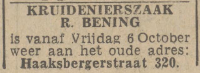 Haaksbergerstraat 320 R. Bening kruidenier advertentie Twentsch nieuwsblad 6-10-1944.jpg