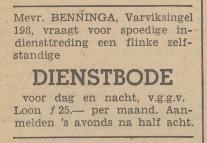 Varviksingel 198 Mevr. Benninga advertentie Tubantia 16-1-1940.jpg