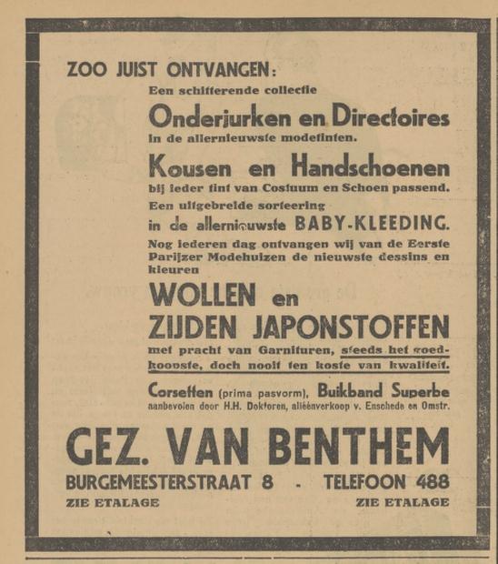 Burgemeesterstraat 8 Gez. van Benthem advertentie Tubantia 5-4-1929.jpg