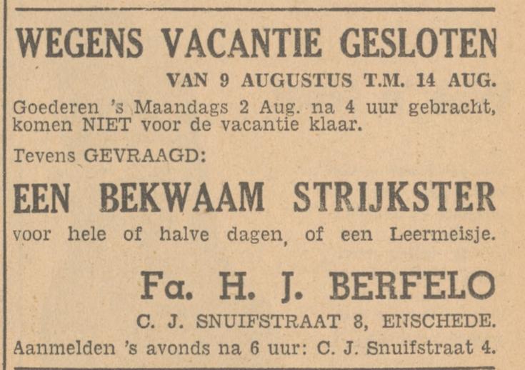 C.J. Snuifstraat 4 Fa. H.J. Berfelo advertentie Tubantia 31-7-1948.jpg