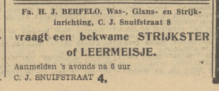 C.J. Snuifstraat 4 Fa. H.J. Berfelo Was- en Strijkinrichting advertentie Tubantia 18-1-1951.jpg