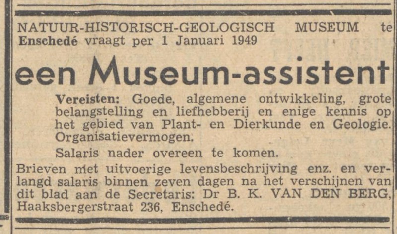 Haaksbergerstraat 236 Dr. B.K. van den Berg advertentie Nieuwsblad van het Noorden 19-11-1948.jpg