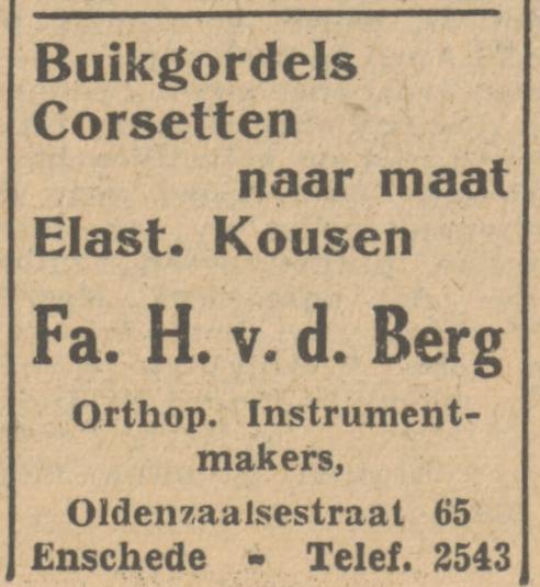 Oldenzaalsestraat 65 Fa. H. v.d. Berg Orthop. Instrumentmakers advertentie Tubantia 28-4-1951.jpg