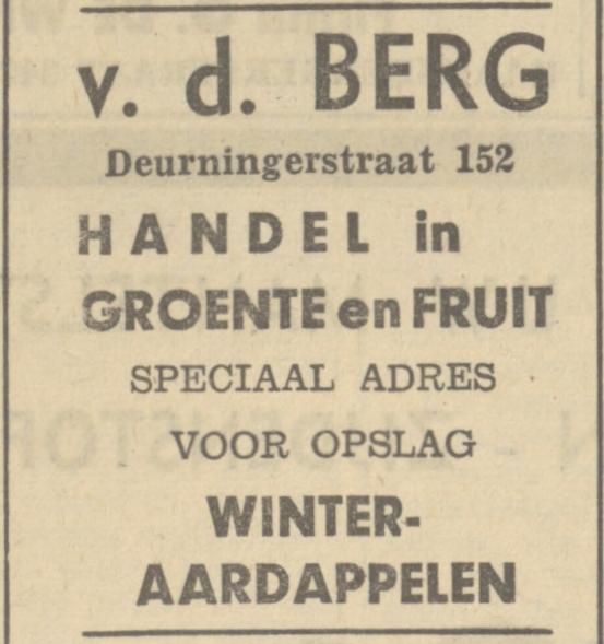 Deurningerstraat 152 Groentehandel v.d. Berg advertentie Tubantia 25-10-1949.jpg