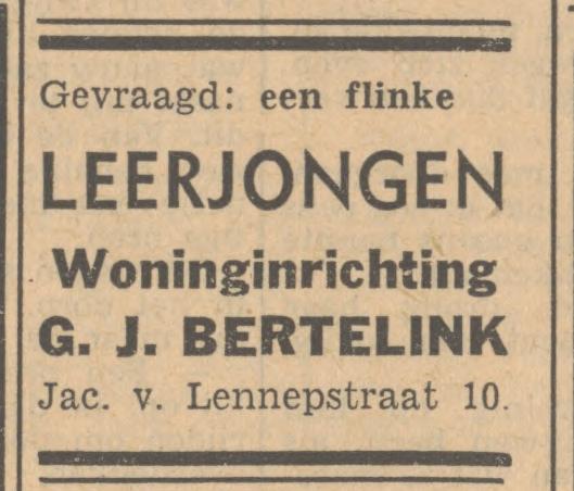 Jacob van Lennepstraat 10 G.J. Bertelink woninginrichting advertentie Tubantia 7-3-1949.jpg