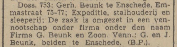 Emmastraat 75-77 Fa. G. Beunk en Zoon krantenbericht Tubantia 31-1-1942.jpg