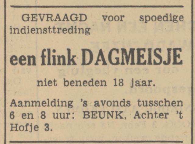 Achter t Hofje 3  Beunk advertentie Tubantia 3-2-1940.jpg
