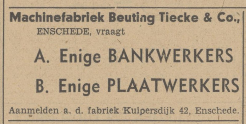 Kuipersdijk 42 Machinefabriek Beuting Tiecke en Co. N.V. advertentie Tubantia 18-12-1947.jpg