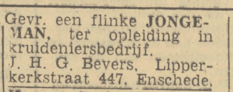 Lipperkerkstraat 447  J.H.G. Rekers advertentie Twentsch nieuwsblad 12-2-1944.jpg