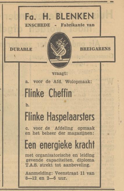 Veenstraat 11 Fa. H. Blenken advertentie Tubantia 16-8-1950.jpg