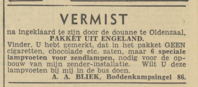 Boddenkampsingel 86 A.A. Bliek advertentie Tubantia 21-11-1946.jpg