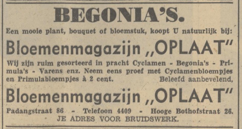 Padangstraat 86 Bloemenmagazijn Oplaat advertentie Tubantia 23-9-1935.jpg