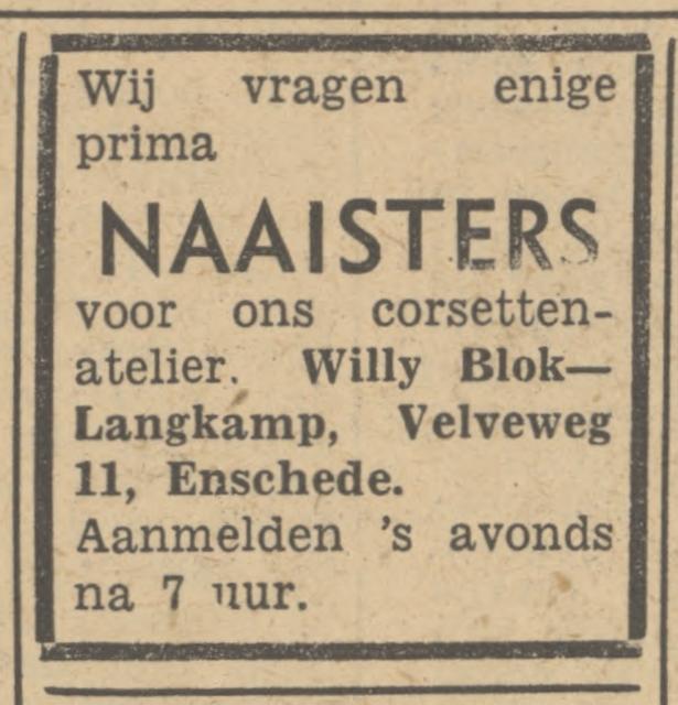Velveweg 11 corsettenatelier Willy Blok-Langkamp advertentie Tubantia 18-12-1848.jpg