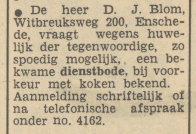 Witbreuksweg 200  D.J. Blom advertentie Tubantia 3-11-1951.jpg