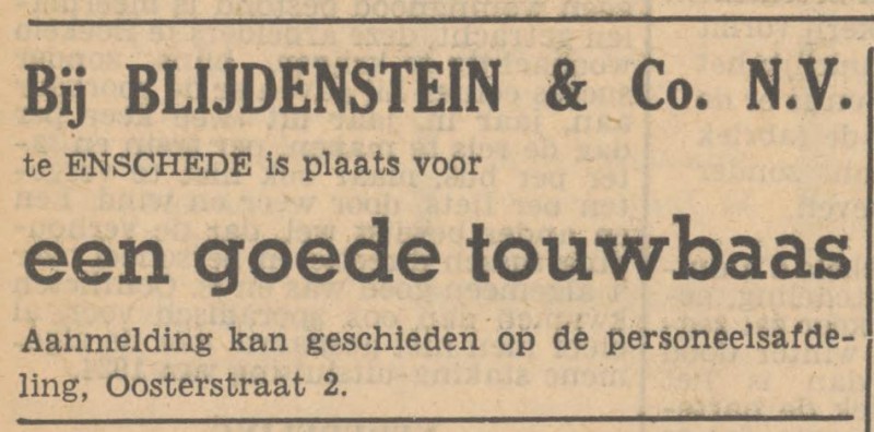 Oosterstraat 2 Blijdenstein & Co N.V. advertentie Tubantia 2-3-1949.jpg