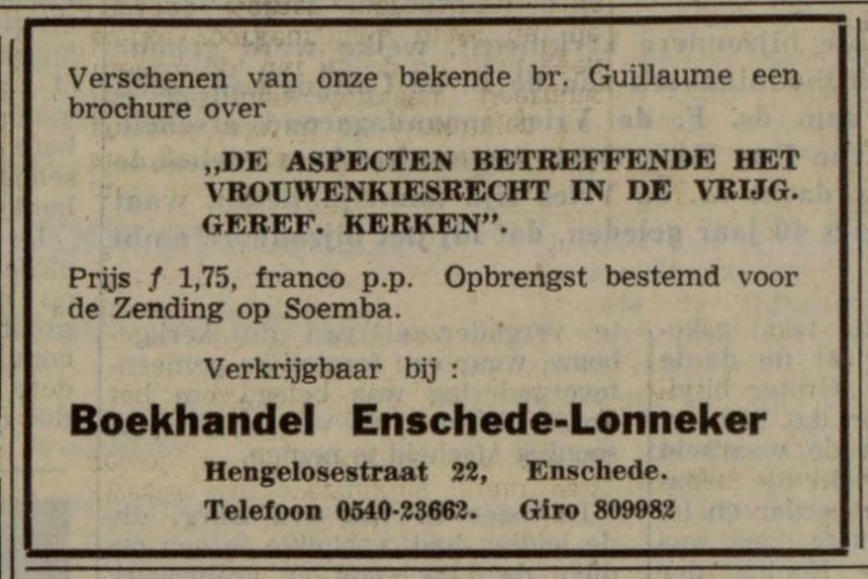 Hengelosestraat 22 Boekhandel Enschede-Lonneker advertentie Gereformeerd gezinsblad 4-9-1968.jpg