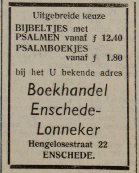 Hengelosestraat 22 Boekhandel Enschede-Lonneker advertentie Gereformeerd gezinsblad 18-5-1957.jpg