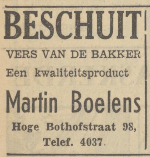 Hoge Bothofstraat 98 Martin Boelens advertentie Tubantia 8-11-1950.jpg