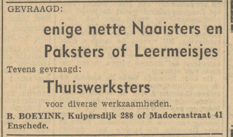 Kuipersdijk 288 Madoerastraat 41 B. Boeyink advertentie Yubantia 19-9-1950.jpg