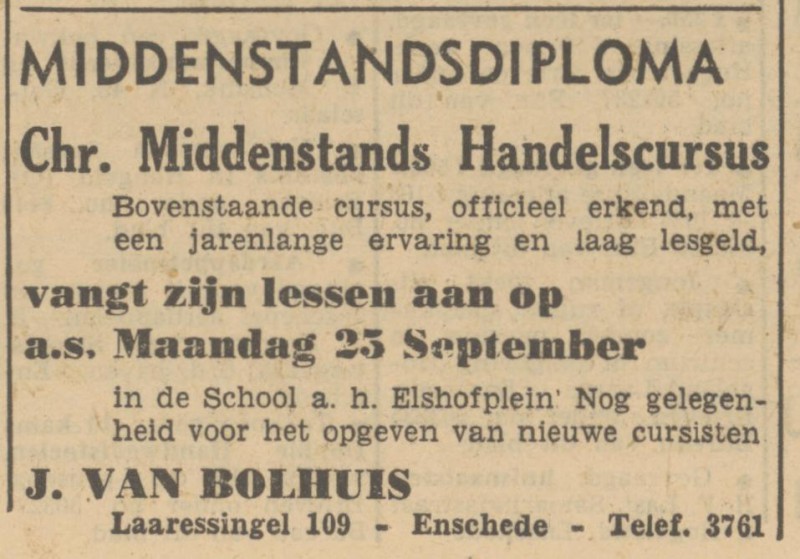 Laaressingel 109 J. van Bolhuis advertentie Tubantia 22-9-1950.jpg