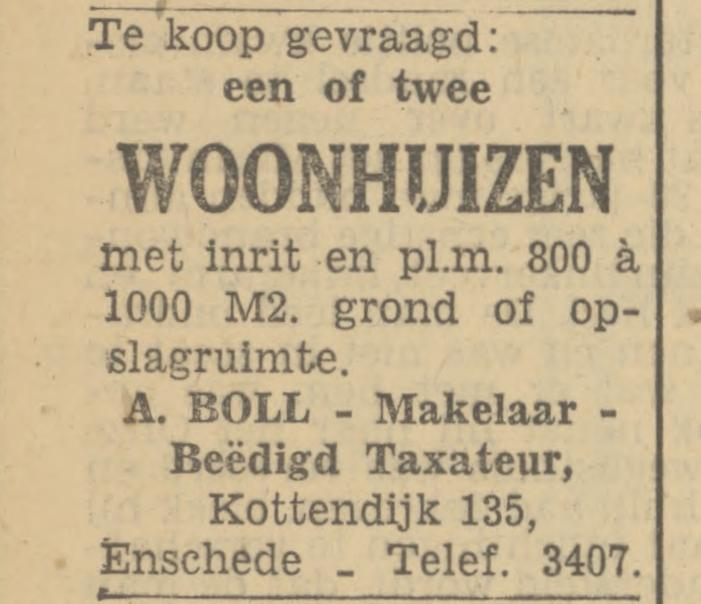 Kottendijk 135 A. Boll makelaar-taxateur advertentie Tubantia 1-12-1950.jpg