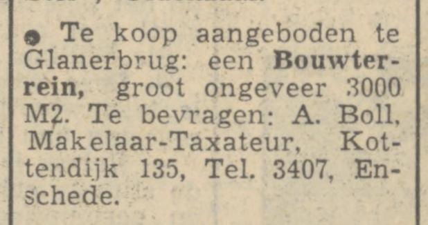 Kottendijk 135 A. Boll makelaar-taxateur advertentie Tubantia 27-8-1951.jpg
