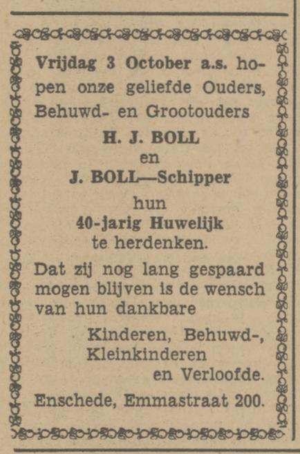 Emmastraat 200 H.J. Boll advertentie Tubantia 30-9-1941.jpg