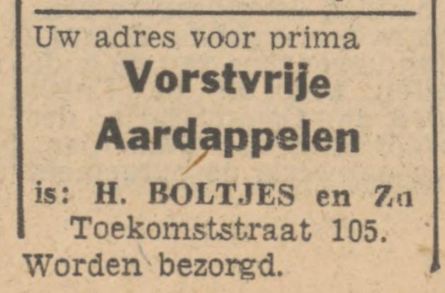 Toekomststraat 105 H. Boltjes en Zn. advertentie Tubantia 24-3-1947.jpg
