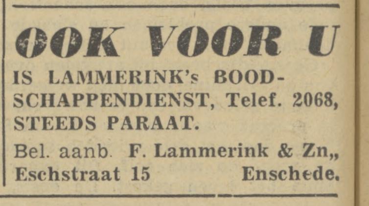 Eschstraat 15 F. Lammerink Boddschappendienst advertentie Tubantia 8-2-1941.jpg
