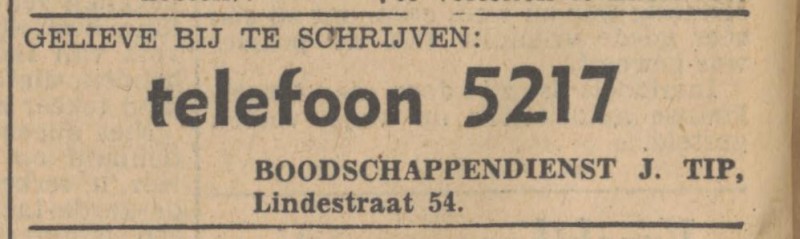 Lindestraat 54 J. Tip Boodschappendienst advertentie Tubantia 12-8-1947.jpg