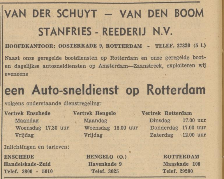 Handelskade-Zuid  Van der Schuyt - Van den Boom - Stanfries-Reederij N.V. advertentie Tubantia 12-7-1949.jpg