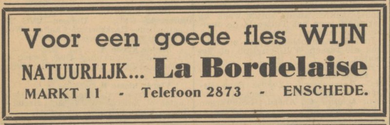Markt 11 La Bordelaise advertentie Tubantia 30-9-1950.jpg