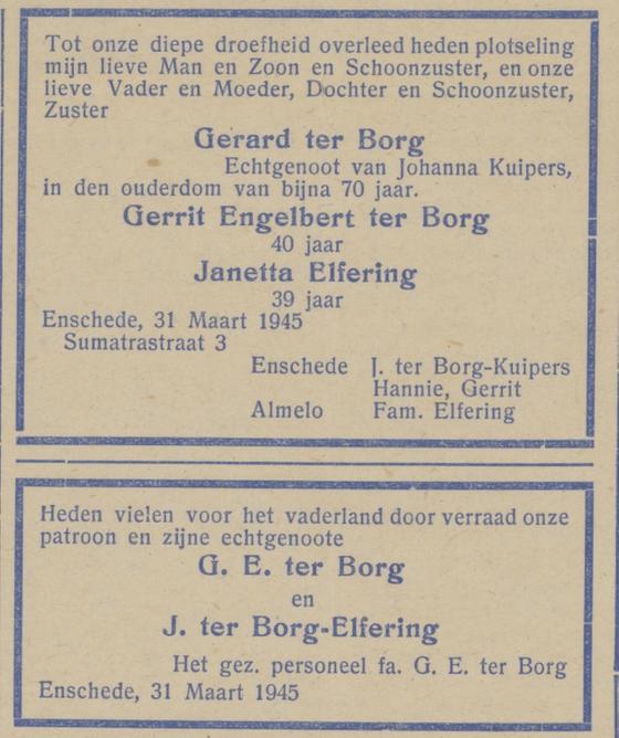 Sumatrastraat 3 G.E. ter Borg overlijdensadvertentie Het Parool 5-4-1945.jpg