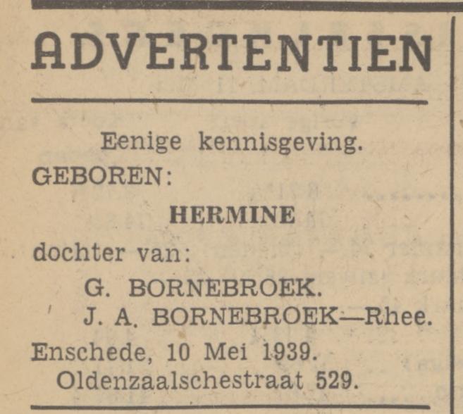 Oldenzaalsestraat 529 G. Bornebroek advertentie Tubantia 11-5-1939.jpg