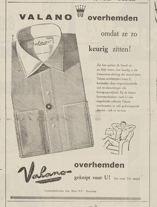 Hengelosestraat 222 Confectiefabrieken Gez. Borst N.V. advertentie Valano overhemden.jpg