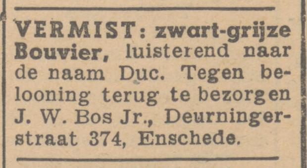 Deurningerstraat 374 J.W. Bos Jr. advertentie Twentsche courant 7-7-1945.jpg