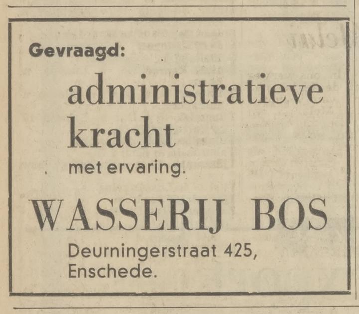 Deurningerstraat 425 Wasserie Bos advertentie Tubantia 17-12-1969.jpg