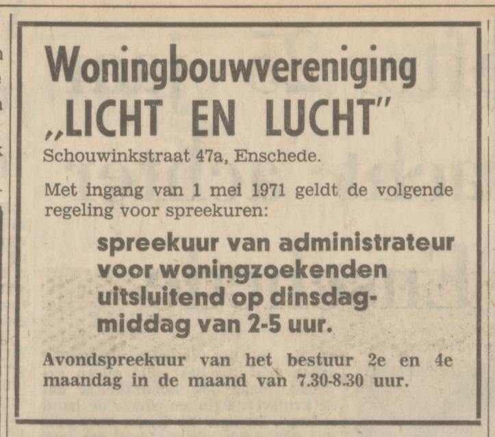 Schouwinkstraat47a Woningbouwvereniging Licht en Lucht advertentie Tubantia 28-4-1971.jpg