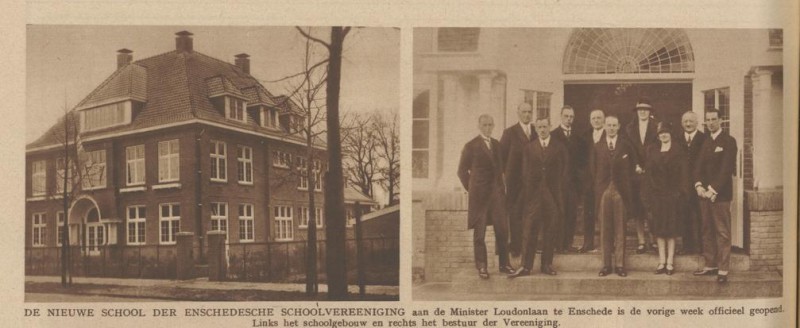 Minister Loudonlaan 58 Enschedesche Schoolvereeniging krantenfoto Arnhemsche Courant 3-12-1923.jpg