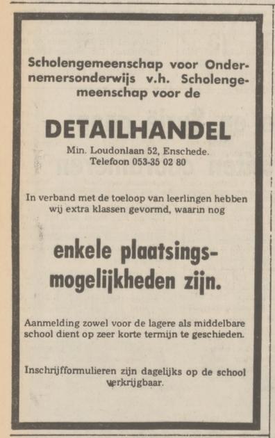 Minister Loudonlaan 52 School voor de Detailhandel advertentie Tubantia 24-4-1975.jpg