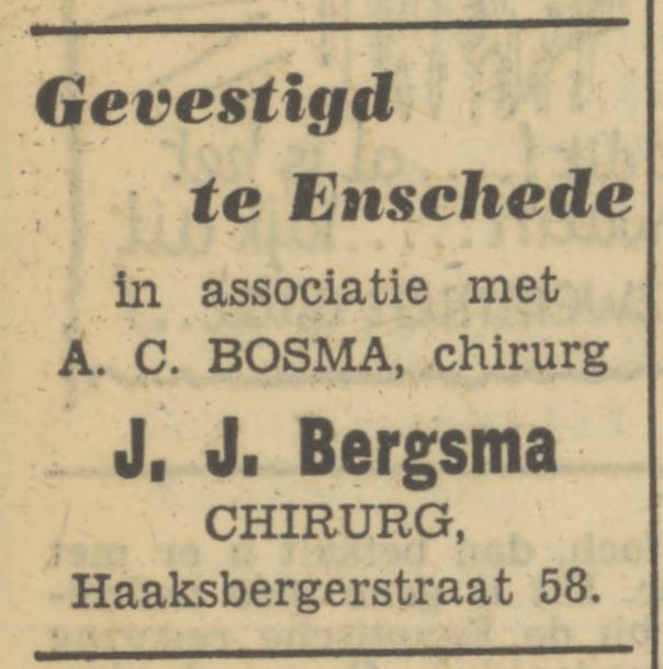 Haaksbergerstraat 58 A.C. Bosma chirurg advertentie Tubantia 10-6-1950.jpg