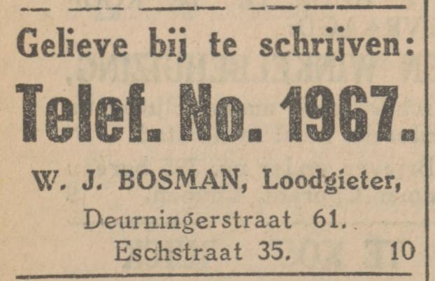Deurningerstraat 61  W.J. Bosman loodgieter advertentie Tubantia 21-1-1930.jpg