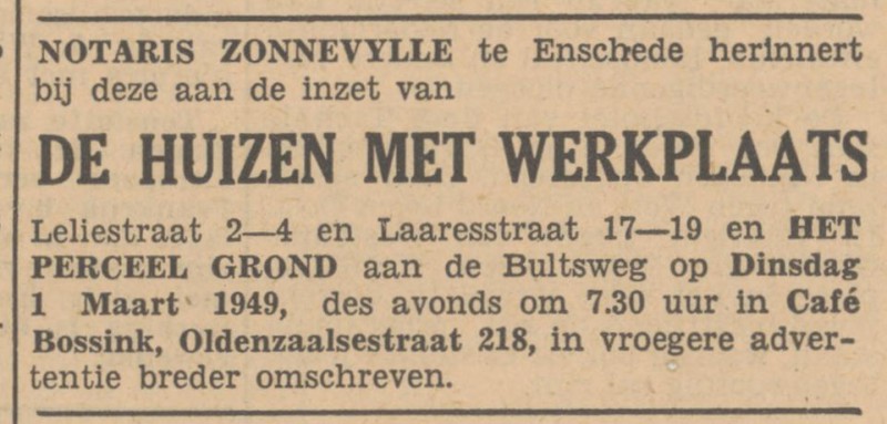Oldenzaalsestraat 218 cafe Bossink advertentie Tubantia 26-2-1949.jpg
